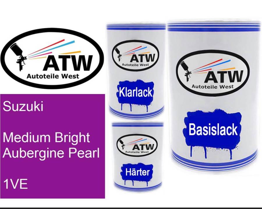 Suzuki, Medium Bright Aubergine Pearl, 1VE: 500ml Lackdose + 500ml Klarlack + 250ml Härter - Set, von ATW Autoteile West.
